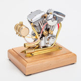 MechPuConToy Engine Model Kit That Runs, OHV V-Twin Cylinder Four-Stroke Motorcycle Engine, Physics Science Experiment for Youth Adult