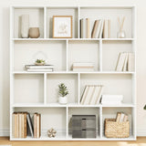 Stylish White Bookshelf Storage Rack - 132x29x141.5 cm Wooden Sideboard for Living Room, Office, or Basement - Modern Bookcase Organizer for Home Decor