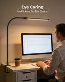 Kaulsoue Desk Lamp with Clamp, Eye Caring LED Desk Lamp for Home Office with Gooseneck, Clip on Light with 3 Color Modes for Working, Reading, Drawing