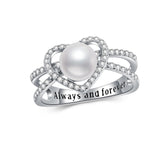 Oseew 7mm Freshwater Pearl Ring with Moissanite Sterling Silve Engagement Wedding Promise Ring 6 Size for Women