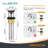 KUZOR Brushed Nickel Pop Up Bathroom Sink Drain with Overflow, 1 Pack