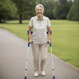 PEPE Mobility Forearm Crutches for Adults (x2 Units) Open Cuff, Adjustable Height, Aluminium, Lightweight Elbow Crutches, Blue, Made in Europe