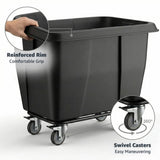 8 Cubic Foot 500 lb. Trash Cube Truck, Black Commercial Laundry Cart, Construction Trash Recycling Trolley, Industrial Garbage Wagon Transportation, Rolling Waste Bin