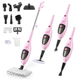 12-in-1 Steam Mop Cleaner, 15-Sec Fast Heat-Up, 1200W Floor Steamer with Double-Sided Pads, Removes 99.99% Stubborn Stains for Hardwood Floors, Marble, Clothes, Windows, Tiles, White