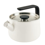 KitchenAid Teakettles Enamel-on-Steel Stovetop Whistling Teakettle, Induction Ready, Stainless steel Lid, 2 Quart - White