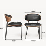 DinaiteEain Faux Leather Dining Chairs Set of 2, Mid Century Armless Black