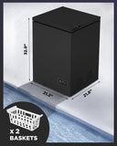 Northair black Low temperature Chest Freezer - 3.5 Cu Ft with 2 Removable Baskets - Reach In Freezer Chest - 14℉ to -40℉ (ProBlack)