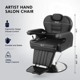 Artist hand Barber Chair for Barbershop Hydraulic Recliner Salon Chair 360 Degree Swivel with Adjustable Headrest Wide Seat Shampoo Spa Beauty Equipment for Hair Stylist