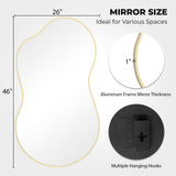WallBeyond Gold Irregular Wall Mirror, Modern Asymmetrical Mirror with Aluminum Frame for Bedroom, Bathroom, Living Room, and Entryway 46" H x 26" W (Gold)