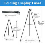 66" Aluminum Display Easel Stand, Presentation Stand with Adjustable Height for Signs, Black 6 Pack Falling in Art