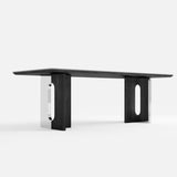 Rectangle Dining Table for 6-8 People, 71" Black Wood Kitchen & Dinner Table with Solid Wood Legs