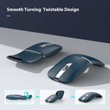 Bluetooth Wireless Arc Travel Mouse, Bluetooth 5.0/4.0 & 2.4G Tri-Mode, Rotating Foldable Ergonomic Mice, Type-C Rechargeable Multi-Device for Microsoft Laptop, PC, MacBook, Chromebook, Lenovo - Blue