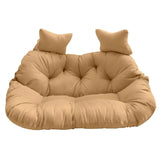 TusaMer Double Egg Chair Cushion Replacement, 130x110cm Thick Padded Hanging Chair Cushion with Removable Cover & Pillows, Khaki Egg Replacement Double Hanging