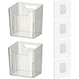 Set of 2 Storage Organizer Bins Wall Mounted Floating Shelves Fridge Organizer Stackable Clear Plastic Storage Bins for Wall, Refrigerator, Kitchen, Bathroom, Countertops, Pantry, BPA Free (Clear)