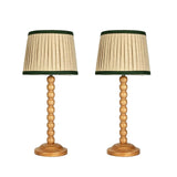 Natural Wood Color Wood Base Table lamp,8x8x18 inch Country Style Desk lamp,Modern Pleated lampshade Suitable for bedrooms and Offices Pack of 2 (Bulbs Not Included)