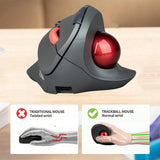 IDJXNXYDH 60 Degree Vertical Trackball Mouse Rechargeable 3 Mode 2.4G Bluetooth Wireless Ergonomic Silent Trackball Mouse 3 DPI Adjustable for Laptop PC Mac Tablet Drawing Office