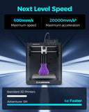 FLASHFORGE Adventurer 5M 3D Printer High Speed Max 600mm/s with Auto Leveling,