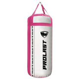 PROLAST 4 Ft 135 Lb XL Heavy Punching Boxing Bag for Adults, MMA, Martial Arts, Muay Thai, Kicking, Strength Training Equipment, Unfilled, New Edition Logo, White and Pink