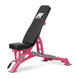 RitFit Adjustable/Foldable Utility Weight Bench for Home Gym, Weightlifting and Strength Training - Bonus Workout Poster with 35 Total Body Exercises, PINK