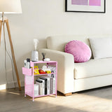 Gugsey Pink Small Nightstand, Kids Nightstand for Bedroom, End Table with Hooks and Holder, Toddler Bedside Table for Girls, Desk Organizer for Office, Dorm (Pink)