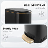 Bathroom Trash Can with Soft-Close Lid 3.5 Gallon Stainless Steel Garbage Can with Removable