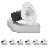 LUXRITE 1 Inch LED Recessed Lighting, Trimless Spotlight, 5CCT 2700K-5000K, 12W High Output 1000 Lumens, 38° Beam, TRIAC Dimmable, Anti-Glare Round Downlight, IC & Wet Rated, ETL Listed White (6 Pack)
