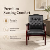WDYLWFHW Black Leather Office Guest Chair for Reception Waiting Room