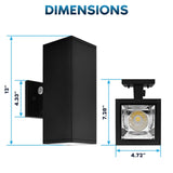 LUXRITE Dusk to Dawn LED Modern Outdoor Wall Lights, 12", Up or Up and Down Light, 3CCT 3000K-5000K, Waterproof Square Wall Sconce, 20/30/40W, Dimmable, IP65, ETL - Porch Patio Garage (2 Pack)