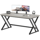 LVB Grey Computer Office Desk, Industrial Wood PC Gaming Gray Desk for Home Office