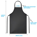 juningxin 4-piece waterproof rubber vinyl apron 40 inch for dishwasher lab butcher cooking kitchen black men/women chef apron heavy duty chemical work extra long grill with adjustable bib