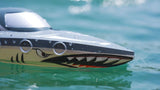 Shark RC Boat for Kids & Adults,2.4GHz High Speed Remote Control Racing Boat W/ Dual Battery 50 Min Runtime,Waterproof,Fast Remote Control Toy Gift Kids 8-12, Ideal for Pools & Lakes,Realistic Grey
