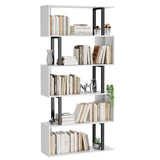 5 Tier Geometric Bookcase,S Shaped Bookshelf, Wood Decorative Storage Shelving, Modern Freestanding Display Shelves