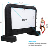 20Ft Inflatable Projector Screen Outdoor Movie Screen Support with Quiet Air Blower and Storage Bag Front and Rear Projection Easy Set Up 160 Degree Large Viewing Angle Perfect for Movie Party Night