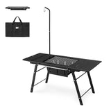 Naturehike Portable IGT Table with Charcoal Grill, Folding Camping Table and BBQ Grill with Desk Extension & Lantern Stand, Perfect for Outdoor Barbecue Camping Cooking Travel Picnic