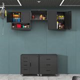 Metal Garage Storage Cabinets System, 5-Pcs Workshop Tool Cabinet Set,Black