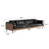 NessCarsti Outdoor Patio Sofa 4 Person 106.3" PU Leather Couch,Black