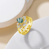 Oseew 1.5 ct Moss Agate Engagement Ring