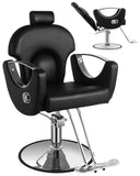 MIMWOW Salon Chair, Reclining Salon Chair for Hair Stylist, Barber Chair with Heavy Duty Hydraulic Pump, Hair Chairs Tattoo Braiding Beauty Spa Equipment, Cool Silver Black
