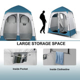 VINGLI 2 Room Shower Tent, 7.5 FT Instant Pop Up Shelter with Carrying Bag, Privacy Changing Room Tent,Perfect for Portable Toilet, Camping, Dressing, Outdoor Indoor, Easy Set Up (Blue)