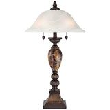 Kathy Ireland Mulholland Traditional Vintage Table Lamps 27" Tall Set of 2 Aged Bronze Faux Marble White Alabaster Glass Dome Shade for Living Room Bedroom House Bedside Nightstand Office