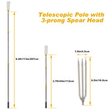 Cyfie Telescopic Fishing Gaff Flounder Gig, Stainless Steel Fishing Hunting Harpoon Pole with Spear Hook Barbed, Heavy Duty Frog Flounder Gig for Ice Fishing Saltwater Sea (9.4ft Long with 3-Prong)