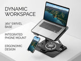 Laptop Stand for Desk,Adjustable Computer Stand with 360° Rotating Base,2-in-1 Laptop Stands with Phone Holder