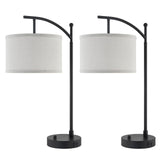 Hikczc Table Lamp for Living Room Bedroom, 23.5" Table Lamps Set of 2 with USB C+A Ports, Bedside Lamps for Nightstand with Linen Lamp Shades, 2 Dimmable LED Bulbs Included, Black