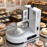Semi Automatic Birthday Cake Smoothing Coating Machine, AC110V 6-14in Cake Cream Spreading Machine, Cakes Decorating Cream Coating Machines Turntable with Graduated Scraper, Baking Supplies (White)