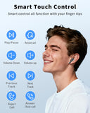 Wireless Earbuds, Bluetooth 5.4 Ear Buds Bass Stereo, Headphones with Noise Cancelling Mic, LED Display in Ear Earphones Clear Calls, IP7 Waterproof Bluetooth Earbuds for Phone/Android/iPad Pure Black