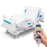 noerishia 5-Function Electric Hospital Bed with CPR Emergency Release, Timotion Motor, 250kg Weight Capacity, Adjustable Home Care Bed for Elderly Patients