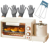 Multifunctional Breakfast Maker Station, 8L Electric Oven with Non-stick Frying Pan and 0.8L Cooking Pot,1050W Egg Sandwich Breakfast Machine for Home