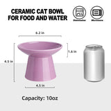 KITCHENLESTAR Ceramic Elevated Cat Bowls - 6.2 Inch Extra Wide Raised Cat Food and Water Bowl Set for Indoor Cats, Whisker-Friendly Ceramic Cat Dish for Elder Big Cats & Small Dogs,Dark Purple,2 Pack