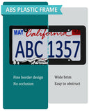 NJNYLLC Mountain License Plate Frames - Plastic Car Tag Holders with Raised Mountain Design, 2 Pack 2 Hole with Screws & Caps, Mountain Vinyl Sticker Included (White-Embossed)
