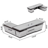 HHEvergreenEnsemble Executive Desk with Desktop,Arc-Shaped Design (110.24IN)